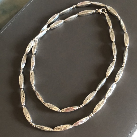 Brighton etched elongated beads long necklace - Picture 4 of 8